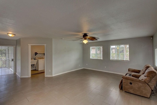 living room with ceiling fan