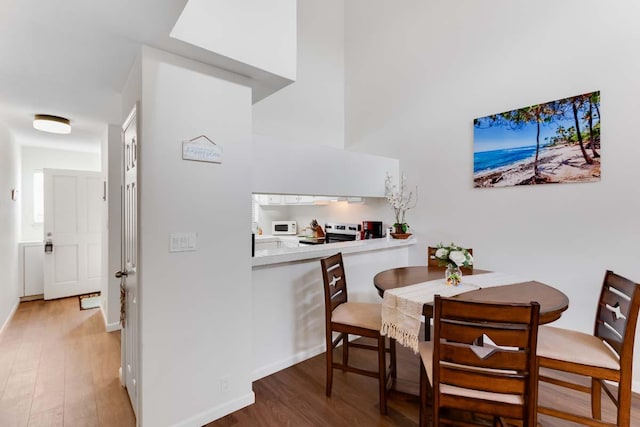 kitchen featuring hardwood / wood-style flooring and electric stove