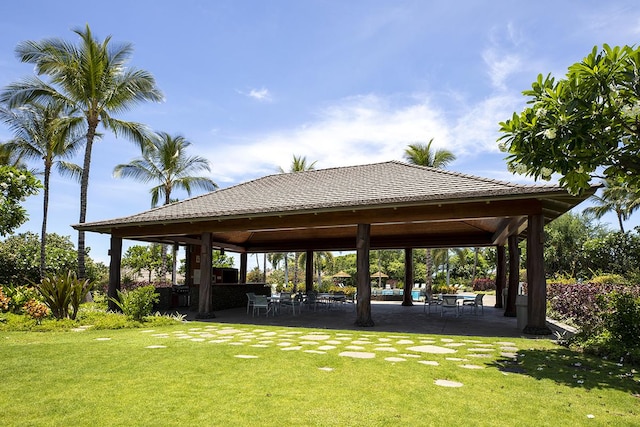 view of property's community featuring a gazebo and a yard