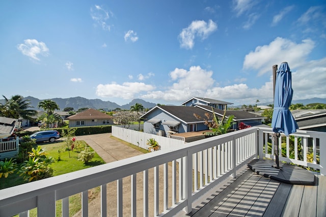 deck featuring a mountain view