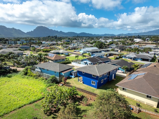 bird's eye view with a mountain view