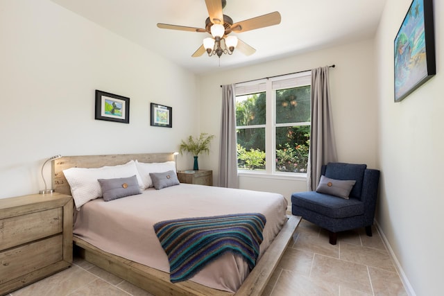 bedroom featuring ceiling fan