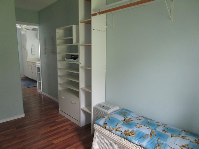 spacious closet with dark hardwood / wood-style floors