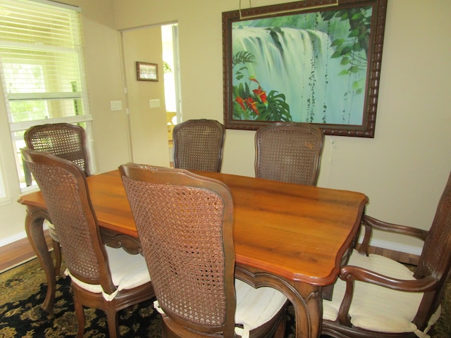 dining space with hardwood / wood-style flooring and a wealth of natural light