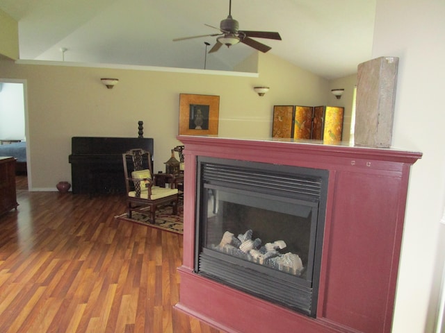 details featuring ceiling fan and wood-type flooring