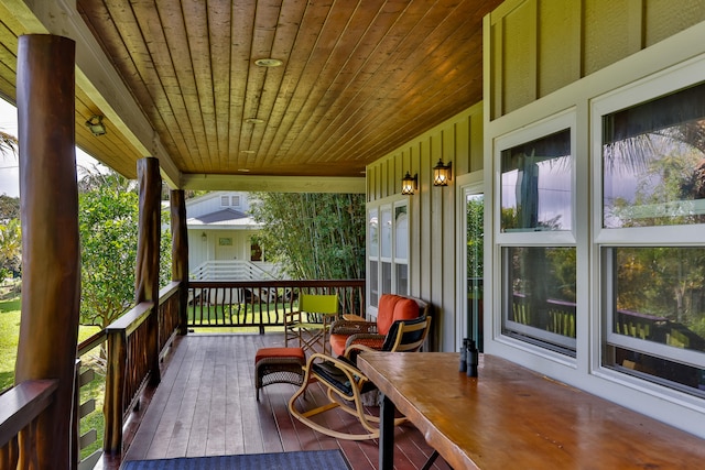 deck with covered porch