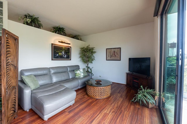 living room with hardwood / wood-style flooring