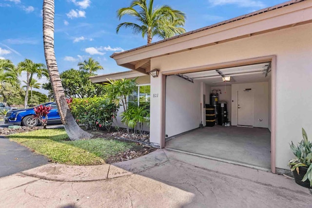 garage with a garage door opener