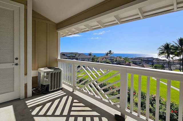 balcony with a water view