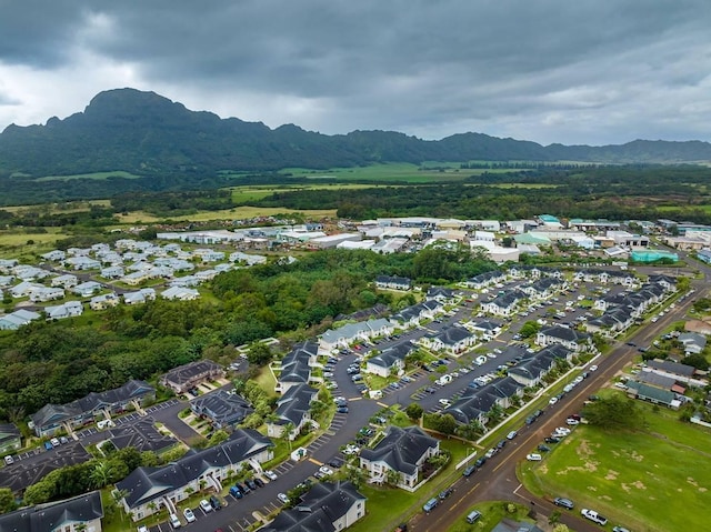 bird's eye view with a mountain view