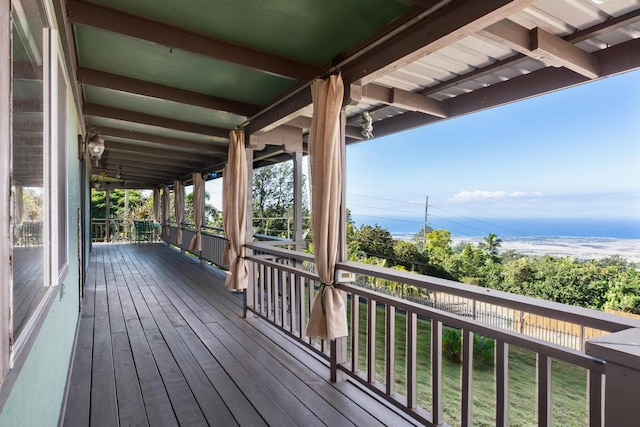 deck with a water view