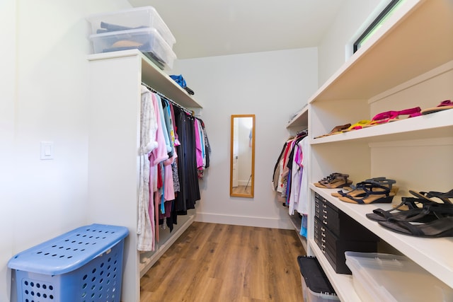 spacious closet with hardwood / wood-style floors