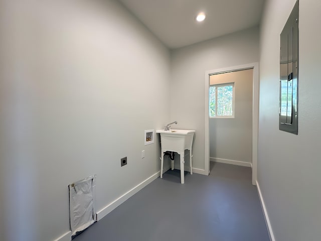 washroom featuring hookup for an electric dryer and washer hookup