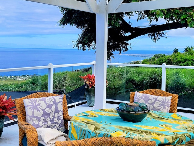 balcony with a water view