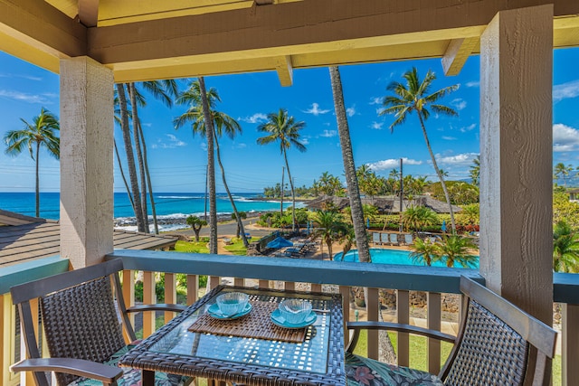 balcony with a water view