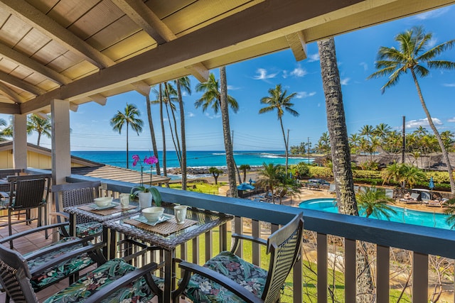 balcony with a water view