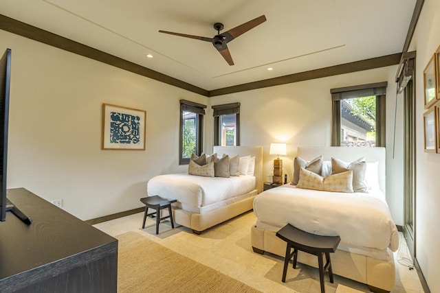 bedroom featuring ceiling fan