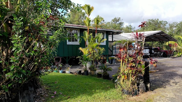 view of yard featuring a carport