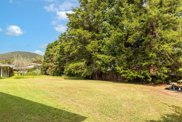 view of yard featuring a mountain view