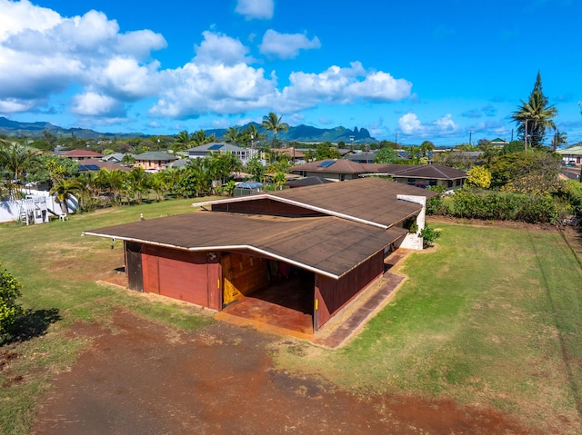 drone / aerial view with a mountain view