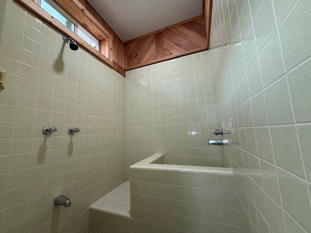 bathroom featuring a tile shower