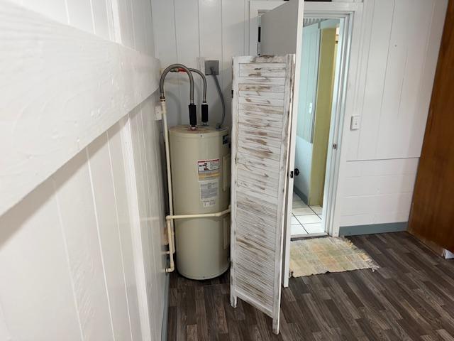 utility room with electric water heater