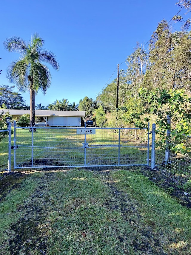 view of yard featuring a garage