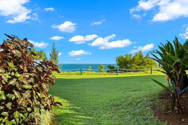 view of yard featuring a water view