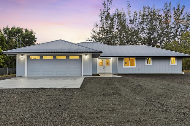 view of front facade with a garage