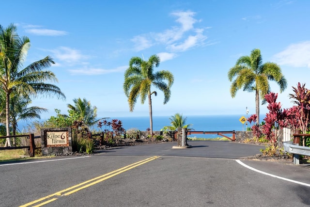 view of street featuring a water view