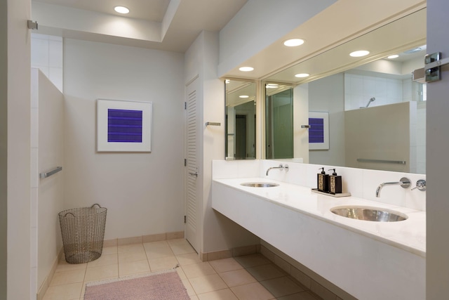 bathroom featuring vanity and tile patterned floors