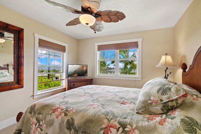 bedroom featuring ceiling fan