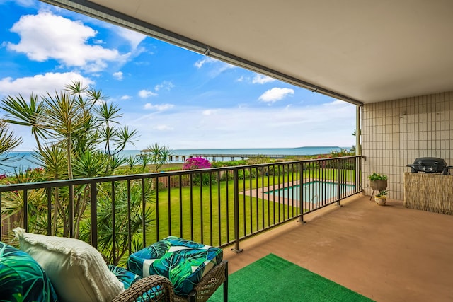 balcony with a water view