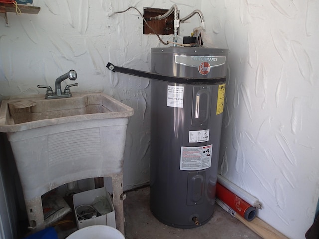 utility room with water heater