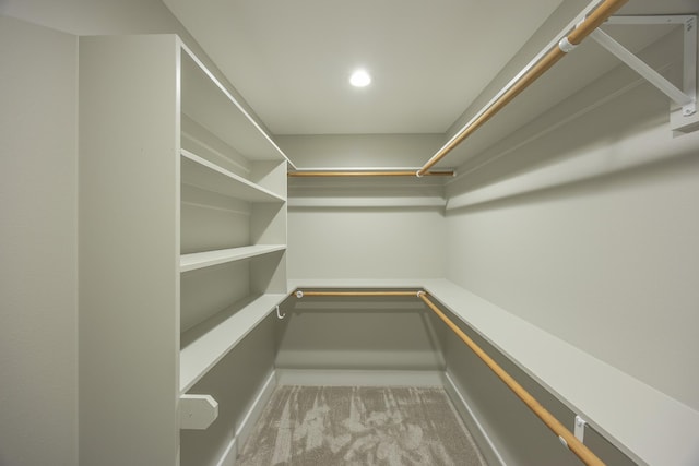 walk in closet with carpet flooring