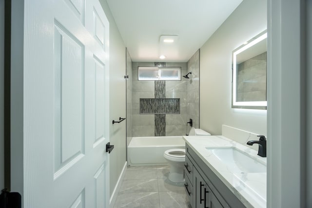 15-1836 11th Ave, Keaau, HI 96749 - bathroom featuring bathtub / shower combination, toilet, marble finish floor, and vanity