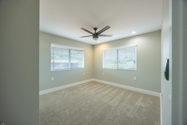 15-1836 11th Ave, Keaau, HI 96749 - unfurnished room with baseboards, recessed lighting, ceiling fan, and light colored carpet