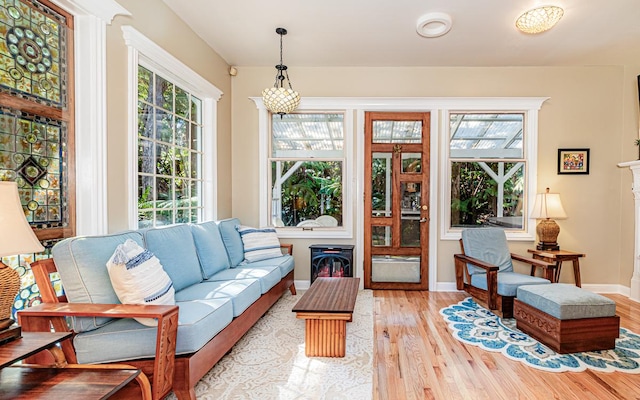 living room with light wood-type flooring