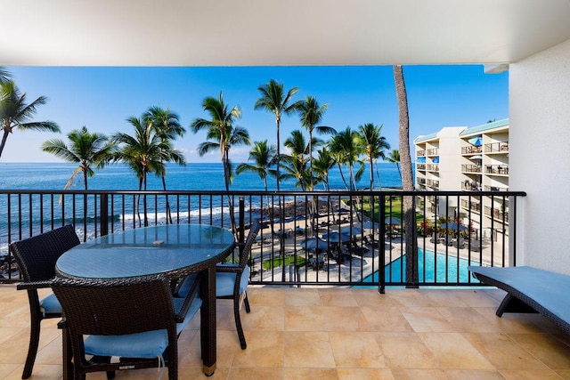 balcony with a water view