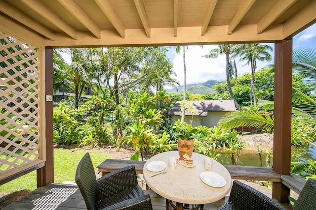 view of patio / terrace with a water view