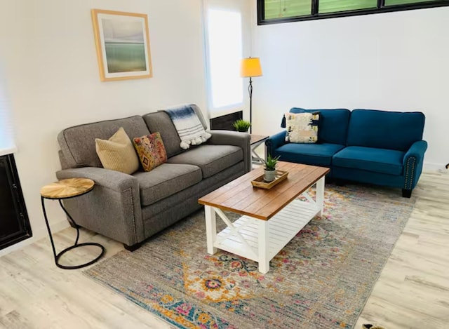 living room with hardwood / wood-style flooring