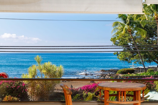 property view of water featuring a beach view