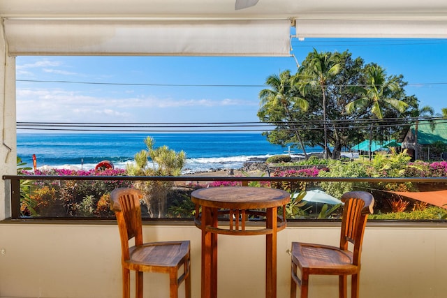 balcony with a water view