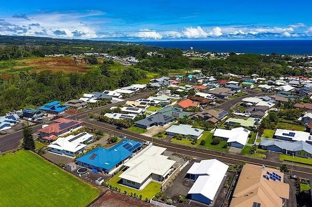 aerial view with a water view and a residential view