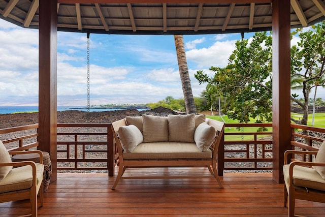 deck featuring an outdoor living space