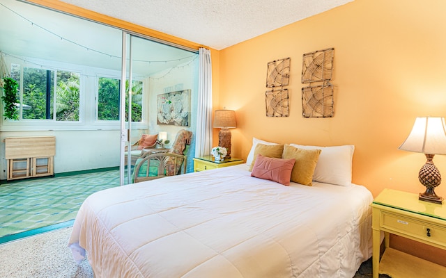 bedroom with a textured ceiling