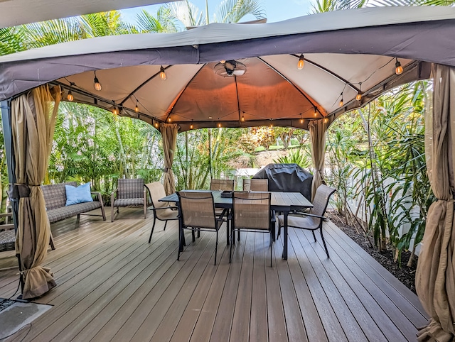 wooden deck with a gazebo