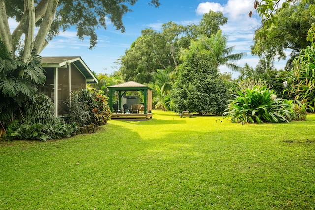 view of yard with a gazebo