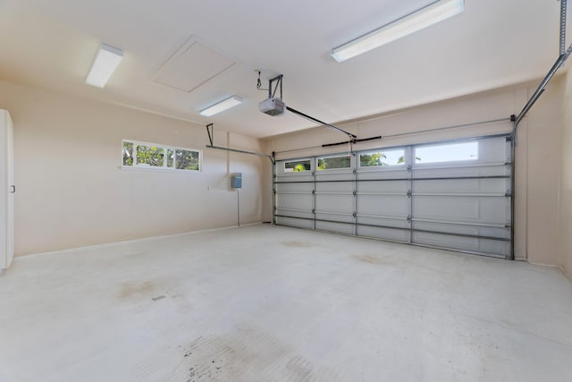 garage with a garage door opener