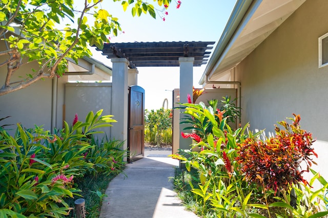 exterior space with a pergola